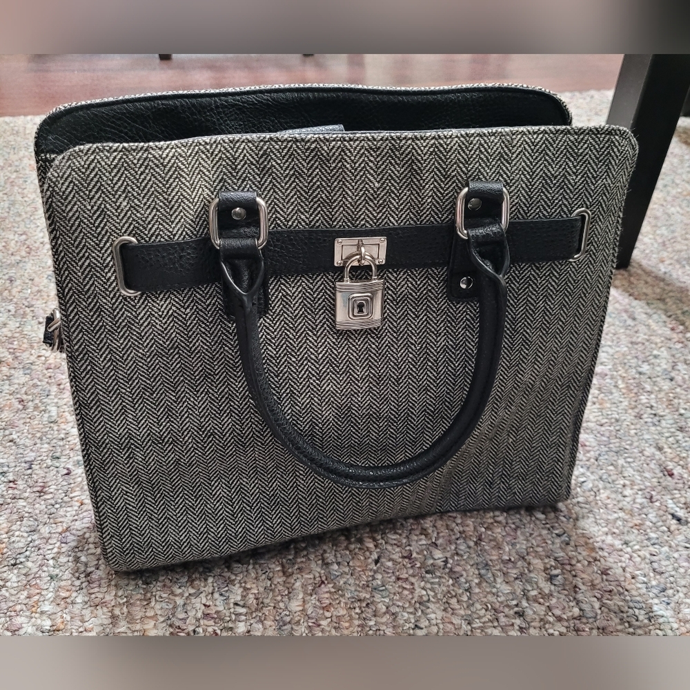 Stylish Black and Gray Bag with silver Hardware